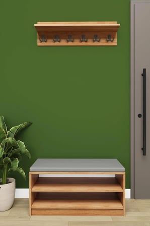 Asra Trend MDF Puflu Ayakkabılık ve Askılık – 90 cm Portmanto Seti, Modern, 2 Raflı, A-34