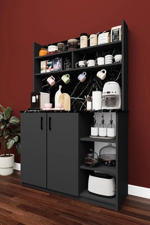 Modern Kahve Köşesi Dolabı %100 MDF Çok Amaçlı Erzak Depolama Dolabı KAHVE01