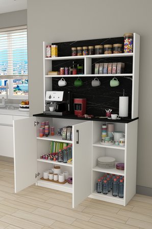 Modern Kahve Köşesi Dolabı %100 MDF Çok Amaçlı Erzak Depolama Dolabı KAHVE02