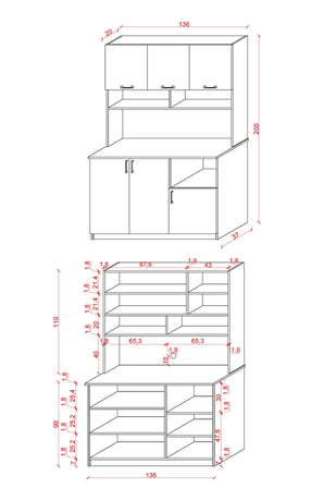Modern Kahve Köşesi Dolabı %100 MDF Çok Amaçlı Erzak Depolama Dolabı KAHVE03