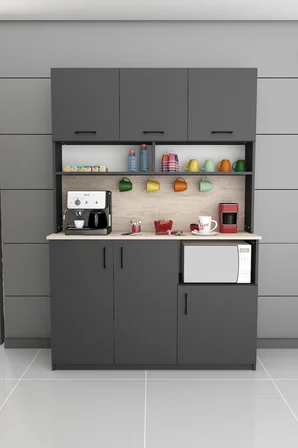 Modern Kahve Köşesi Dolabı %100 MDF Çok Amaçlı Erzak Depolama Dolabı KAHVE03