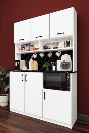 Modern Kahve Köşesi Dolabı %100 MDF Çok Amaçlı Erzak Depolama Dolabı KAHVE03