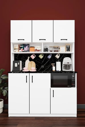 Modern Kahve Köşesi Dolabı %100 MDF Çok Amaçlı Erzak Depolama Dolabı KAHVE03