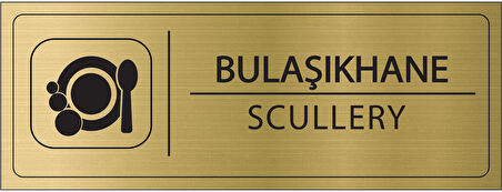 Mayeka Bulaşıkhane İsimlik Altın Metal Kapı İsimliği Levhası Yönlendirme Tabelası