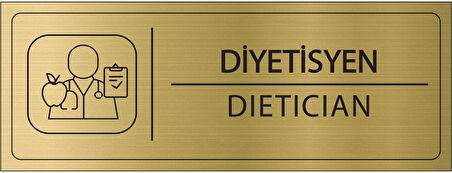 Mayeka Diyetisyen İsimlik Altın Metal Kapı İsimliği Levhası Yönlendirme Tabelası
