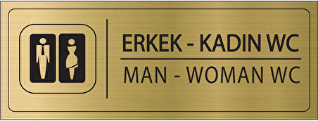 Mayeka Erkek Kadın Wc İsimlik Altın Metal Kapı İsimliği Levhası Yönlendirme Tabelası