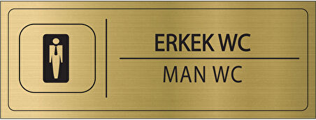 Mayeka Erkek Wc İsimlik Altın Metal Kapı İsimliği Levhası Yönlendirme Tabelası