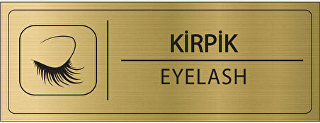 Mayeka Kirpik İsimlik Altın Metal Kapı İsimliği Levhası Yönlendirme Tabelası