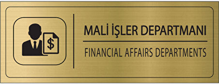 Mayeka Mali İşler Departmanı İsimlik Altın Metal Kapı İsimliği Levhası Yönlendirme Tabelası