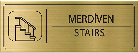 Mayeka Merdiven İsimlik Altın Metal Kapı İsimliği Levhası Yönlendirme Tabelası
