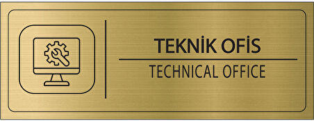 Mayeka Teknik Ofis İsimlik Altın Metal Kapı İsimliği Levhası Yönlendirme Tabelası