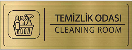 Mayeka Temizlik Odası İsimlik Altın Metal Kapı İsimliği Levhası Yönlendirme Tabelası