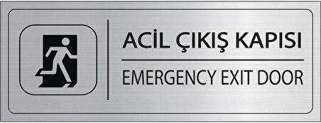 Mayeka Acil Çıkış Kapısı İsimlik Gümüş Metal Kapı İsimliği Levhası Yönlendirme Tabelası Kişiye Özel