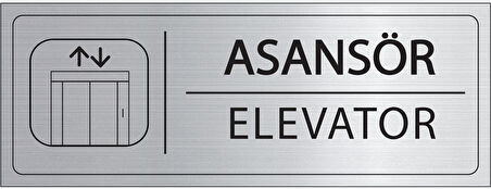Mayeka Asansör İsimlik Gümüş Metal Kapı İsimliği Levhası Yönlendirme Tabelası