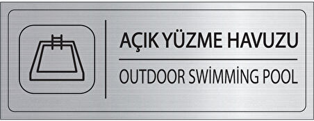 Mayeka Açık Yüzme Havuzu İsimlik Gümüş Metal Kapı İsimliği Levhası Yönlendirme Tabelası