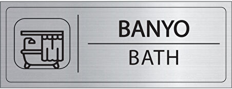 Mayeka Banyo İsimlik Gümüş Metal Kapı İsimliği Levhası Yönlendirme Tabelası
