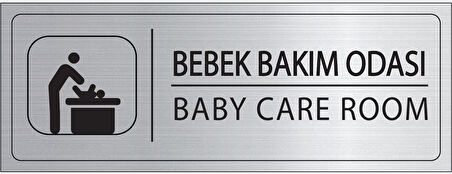 Mayeka Bebek Bakım Odası İsimlik Gümüş Metal Kapı İsimliği Levhası Yönlendirme Tabelası