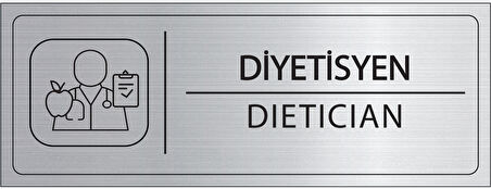 Mayeka Diyetisyen İsimlik Gümüş Metal Kapı İsimliği Levhası Yönlendirme Tabelası