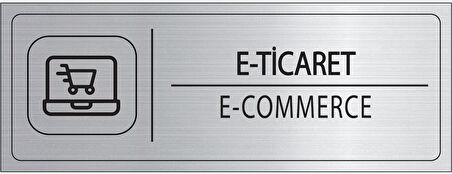 Mayeka E Ticaret İsimlik Gümüş Metal Kapı İsimliği Levhası Yönlendirme Tabelası