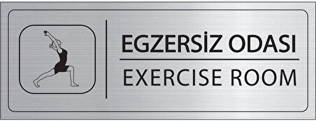 Mayeka Egzersiz Odası İsimlik Gümüş Metal Kapı İsimliği Levhası Yönlendirme Tabelası