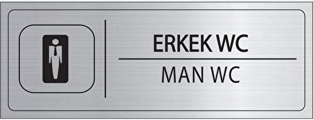 Mayeka Erkek Wc İsimlik Gümüş Metal Kapı İsimliği Levhası Yönlendirme Tabelası
