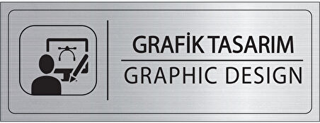 Mayeka Grafik Tasarım İsimlik Gümüş Metal Kapı İsimliği Levhası Yönlendirme Tabelası