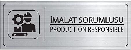 Mayeka İmalat Sorumlusu İsimlik Gümüş Metal Kapı İsimliği Levhası Yönlendirme Tabelası