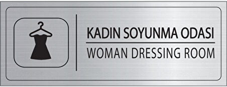 Mayeka Kadın Soyunma Odası İsimlik Gümüş Metal Kapı İsimliği Levhası Yönlendirme Tabelası