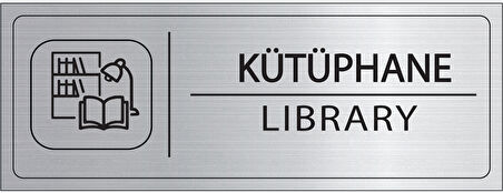 Mayeka Kütüphane İsimlik Gümüş Metal Kapı İsimliği Levhası Yönlendirme Tabelası