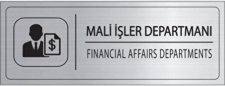 Mayeka Mali İşler Departmanı İsimlik Gümüş Metal Kapı İsimliği Levhası Yönlendirme Tabelası