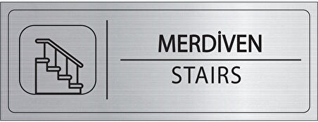 Mayeka Merdiven İsimlik Gümüş Metal Kapı İsimliği Levhası Yönlendirme Tabelası