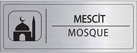Mayeka Mescit İsimlik Gümüş Metal Kapı İsimliği Levhası Yönlendirme Tabelası