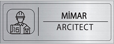 Mayeka Mimar İsimlik Gümüş Metal Kapı İsimliği Levhası Yönlendirme Tabelası