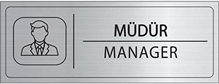 Mayeka Müdür İsimlik Gümüş Metal Kapı İsimliği Levhası Yönlendirme Tabelası
