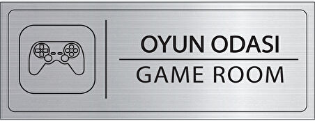 Mayeka Oyun Odası İsimlik Gümüş Metal Kapı İsimliği Levhası Yönlendirme Tabelası