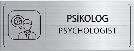 Mayeka Psikolog İsimlik Gümüş Metal Kapı İsimliği Levhası Yönlendirme Tabelası