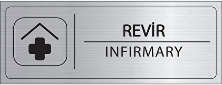 Mayeka Revir İsimlik Gümüş Metal Kapı İsimliği Levhası Yönlendirme Tabelası