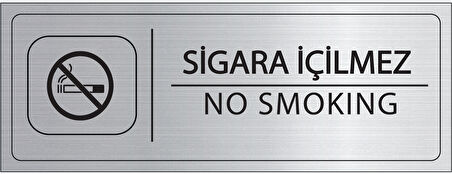 Mayeka Sigara İçilmez İsimlik Gümüş Metal Kapı İsimliği Levhası Yönlendirme Tabelası