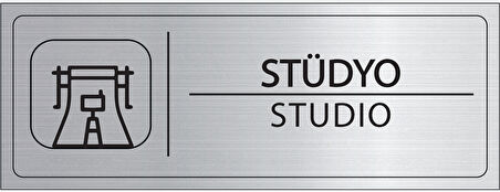 Mayeka Stüdyo İsimlik Gümüş Metal Kapı İsimliği Levhası Yönlendirme Tabelası