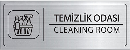 Mayeka Temizlik Odası İsimlik Gümüş Metal Kapı İsimliği Levhası Yönlendirme Tabelası