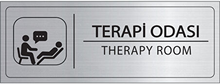 Mayeka Terapi Odası İsimlik Gümüş Metal Kapı İsimliği Levhası Yönlendirme Tabelası