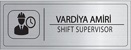 Mayeka Vardiya Amiri İsimlik Gümüş Metal Kapı İsimliği Levhası Yönlendirme Tabelası