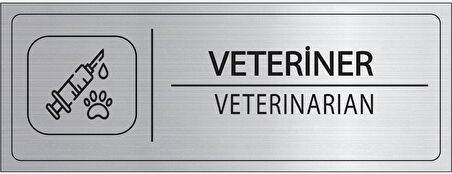 Mayeka Veteriner İsimlik Gümüş Metal Kapı İsimliği Levhası Yönlendirme Tabelası