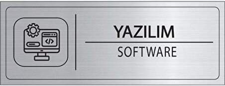 Mayeka Yazılım İsimlik Gümüş Metal Kapı İsimliği Levhası Yönlendirme Tabelası