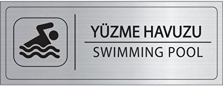 Mayeka Yüzme Havuzu İsimlik Gümüş Metal Kapı İsimliği Levhası Yönlendirme Tabelası