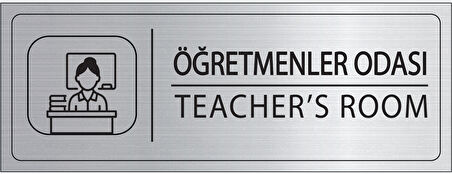 Mayeka Öğretmenler Odası İsimlik Gümüş Metal Kapı İsimliği Levhası Yönlendirme Tabelası
