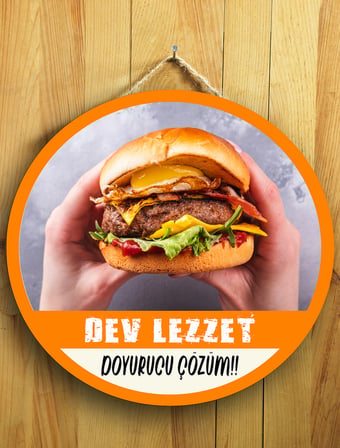 Cafeler Restoranlar Hamburgerciler İçin Hamburger Duvar Kapı Tablo Ahşap Askılı Pano Tabela