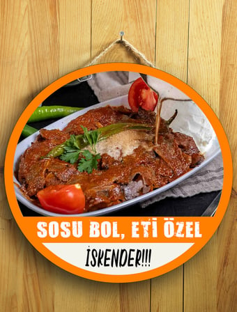 Cafeler Restoranlar Kebapçılar Dönerciler İçin İskender Duvar Kapı Tablo Ahşap Askılı Pano Tabela