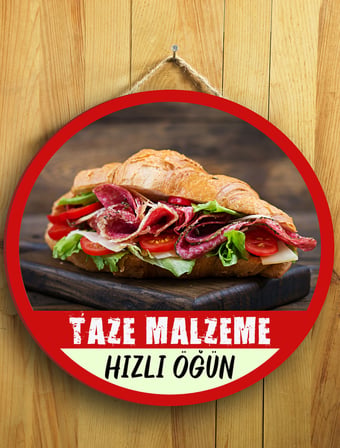 Cafeler Restoranlar Sandviççiler Büfeler İçin Sandviç Duvar Kapı Tablo Ahşap Askılı Pano Tabela