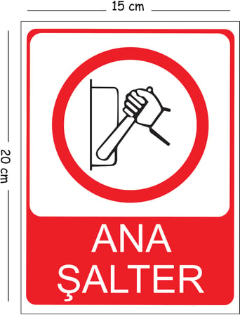 Metal Ana Şalter 15x20 cm Uyarı İş Güvenliği Levhası